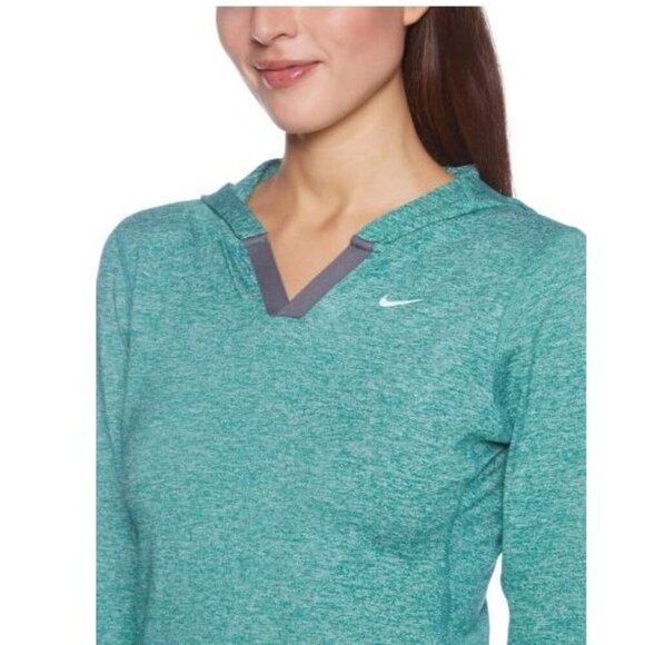 Nike Large Running Hoodie Teal Thumb Loop Finger Covers Pullover L - Picture 1 of 13